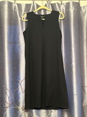 Eileen Fisher Black Sleeveless V-Notch Midi Dress